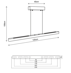 Ako II LED taklampe 120cm valnøtt