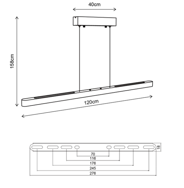 Ako II LED taklampe 120cm valnøtt