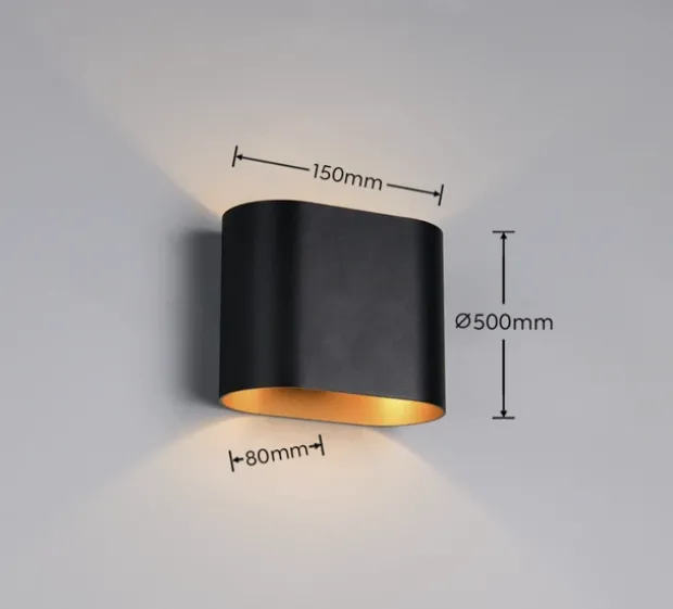 Alani vegglampe 12cm sort