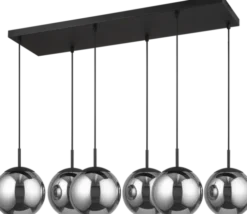 Ball taklampe rektangel 6lys 350cm oppheng smoke
