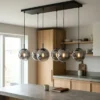 Ball taklampe rektangel 6lys 90cm smoke