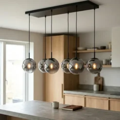 Ball taklampe rektangel 6lys 90cm smoke