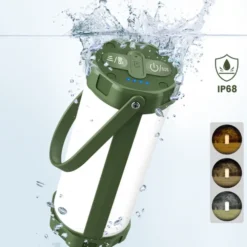 Camping lampe LED oppladbar IP68 14cm grønn
