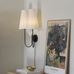 Charmante vegglampe 2lys 57cm sort