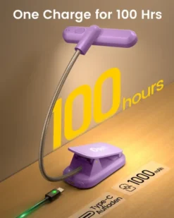 Clip Flip-light LED oppladbar boklys 7cm lilla