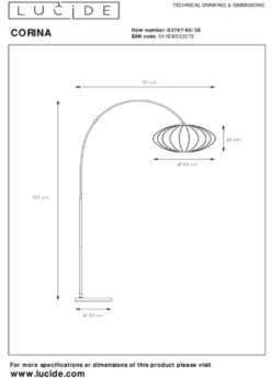 Corina Arc gulvlampe 192cm beige