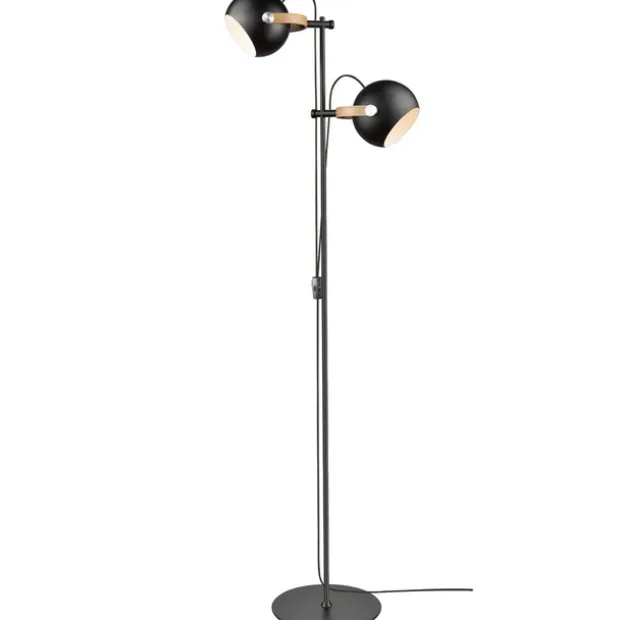 D.C gulvlampe 2lys 150cm sort
