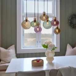 Elara taklampe rektangel 7lys 87cm flerfarget
