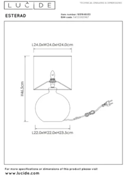 Esterad bordlampe 35cm oransje