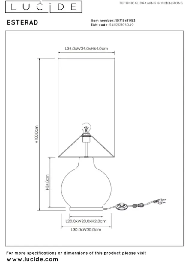 Esterad gulvlampe 65cm oransje