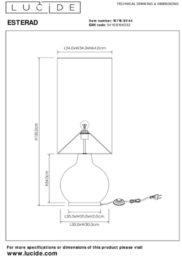 Esterad gulvlampe 100cm oransje
