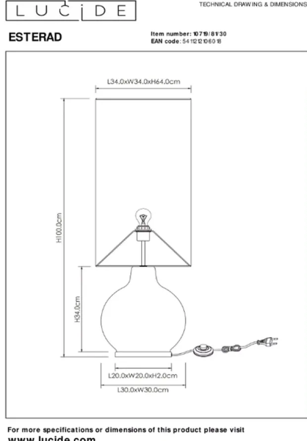 Esterad gulvlampe 100cm sort