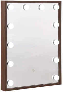 Frame LED sminkespeil vegg 51cm valnøtt