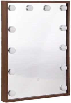 Frame LED sminkespeil vegg 51cm valnøtt