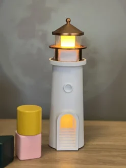 Fyrtårn prosjektor LED oppladbar bordlampe 24cm hvit