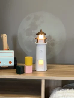 Fyrtårn prosjektor LED oppladbar bordlampe 24cm hvit