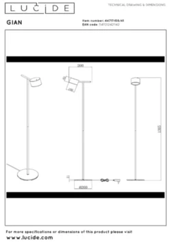 Gian LED leselampe gulv 130cm beige