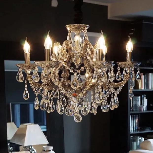 Hawk taklampe lysekrone 6lys 65cm krystall