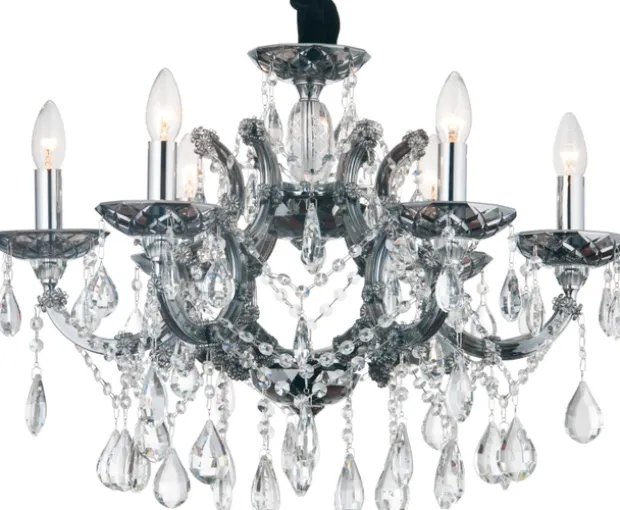 Hawk taklampe lysekrone 6lys 65cm krystall