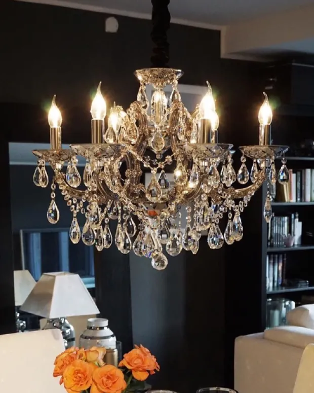 Hawk taklampe lysekrone 6lys 65cm krystall