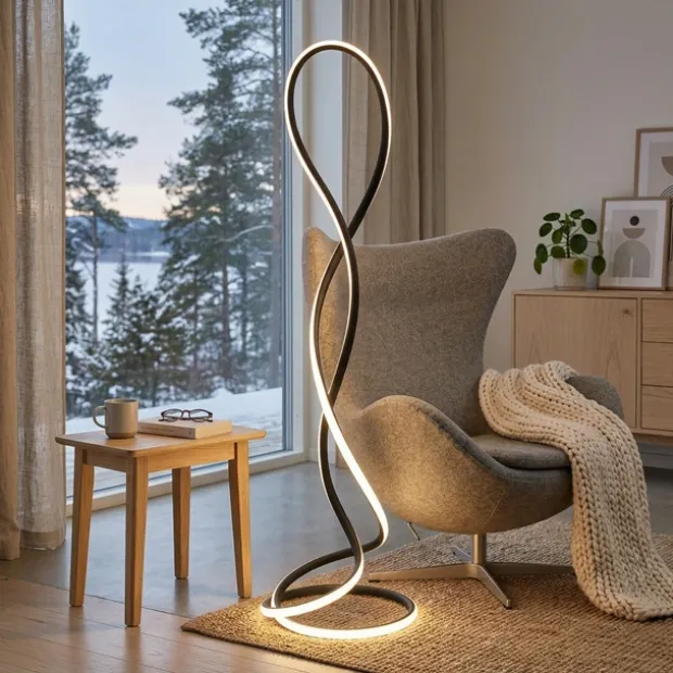 Infinity LED gulvlampe 143cm sort