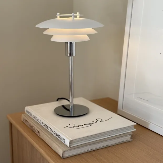 Joakim bordlampe 30cm hvit/krom