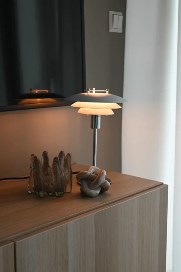 Joakim bordlampe 30cm hvit/krom