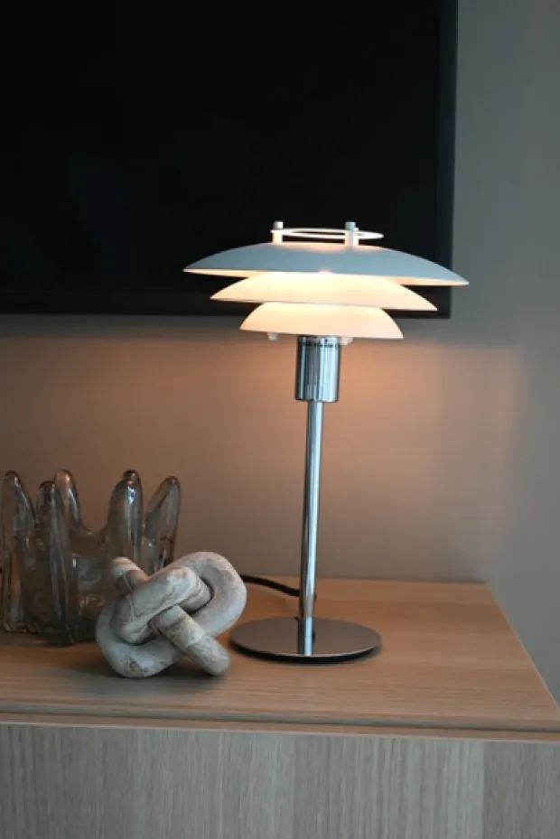 Joakim bordlampe 30cm hvit/krom