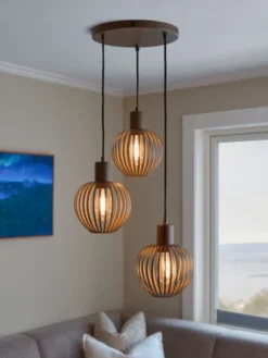 Keliz taklampe rondell 3lys 30cm coffee