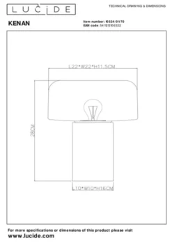 Kenan bordlampe 28cm brun