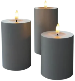 Kubbelys med 3D flamme 3pk. IP44 taupe