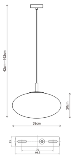 Leana oval taklampe 39cm brun