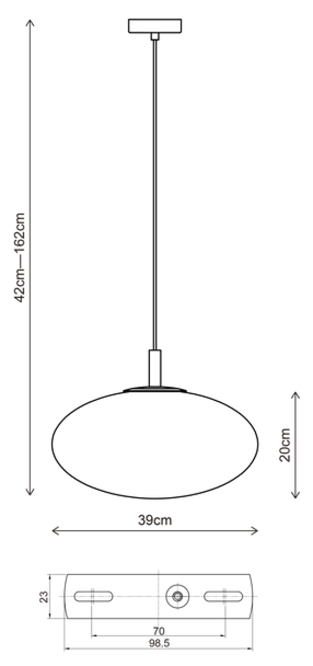 Leana oval taklampe 39cm brun
