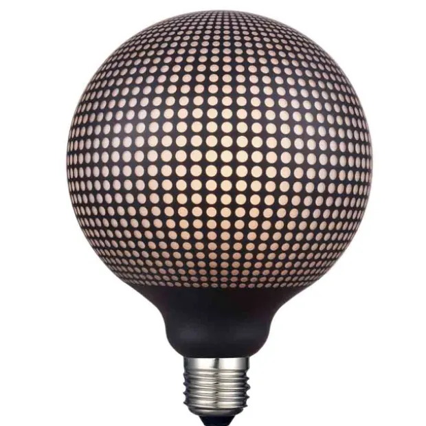 LED E27 globe 12,5cm 3-step dimbar 6W sort