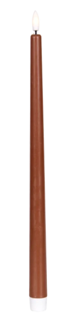 LED Kronelys Long 2pk. brun