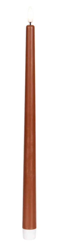 LED Kronelys Long 2pk. brun