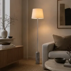 Linea gulvlampe uten skjerm 140cm krom/grå