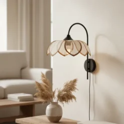 Luftig Lotus vegglampe 41cm natur