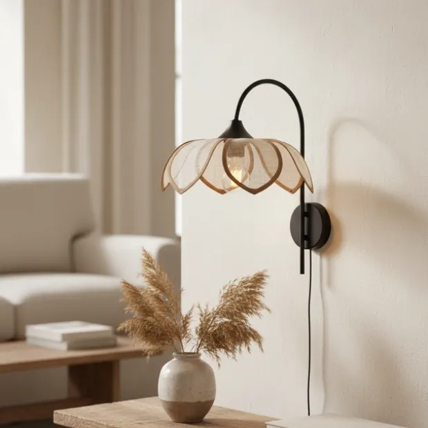 Luftig Lotus vegglampe 41cm natur