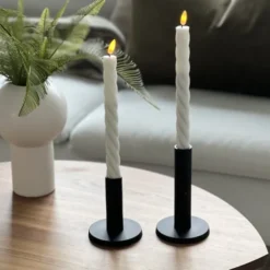 Lun tvinnet kronelys LED 2pk. hvit