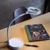 Lupelampe LED bordlampe klypefeste 56cm hvit