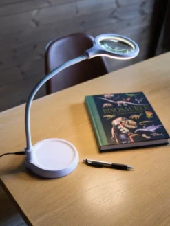 Lupelampe LED bordlampe klypefeste 56cm hvit