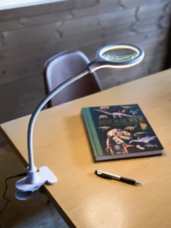 Lupelampe LED bordlampe klypefeste 56cm hvit