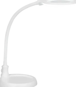 Lupelampe LED bordlampe klypefeste 56cm hvit