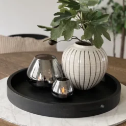 Lysfat i treverk 50cm sort