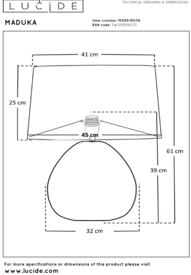Maduka bordlampe 61cm sort