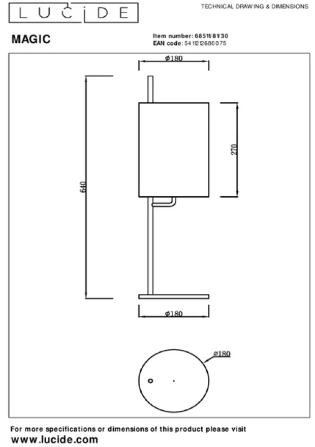 Magic bordlampe 64cm sort