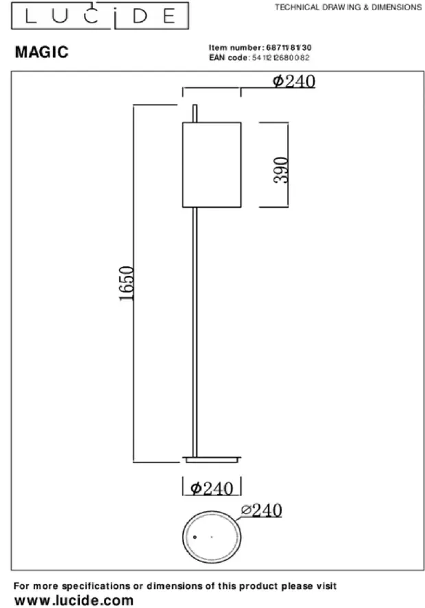 Magic gulvlampe 165cm sort