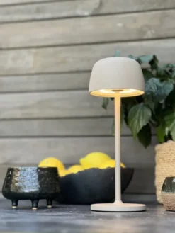 Mars LED oppladbar utelampe bord IP65 28cm beige