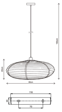 Mona taklampe 60cm beige